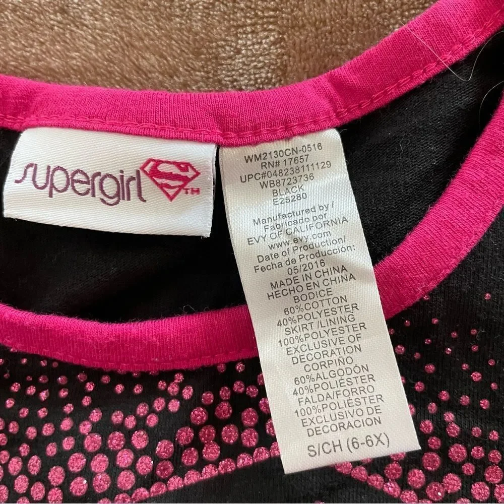 Supergirl Pink and Black Dress Size 6/6x